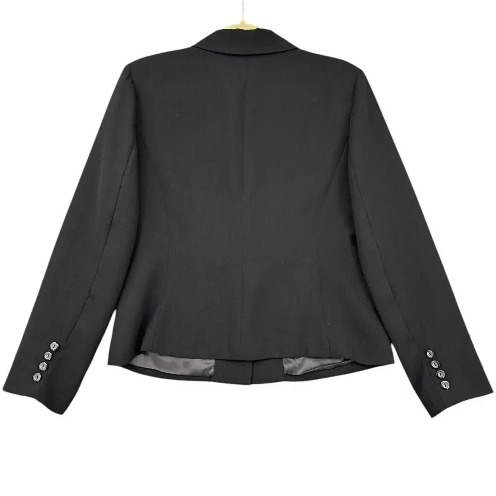 Justin Taylor For SUI Vintage Black Notched Lapel Blazer 2-Button Jacket Size 10